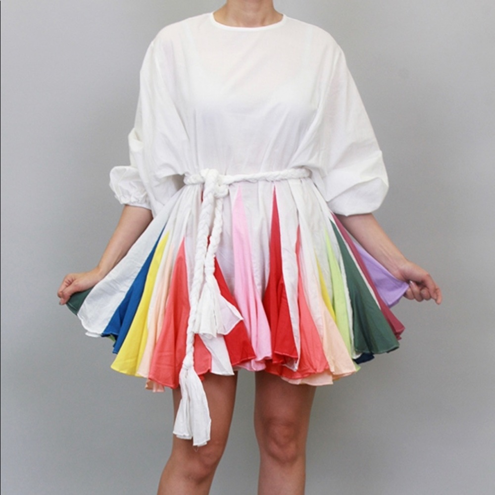 Sandra D ( Multicolored Rainbow Flare Dress )